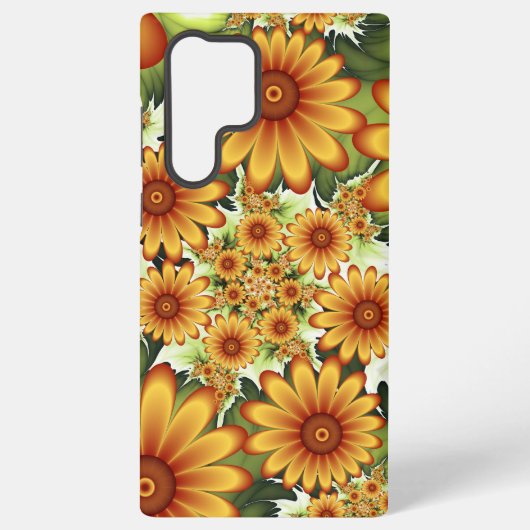 Coque Samsung Galaxy Rêve Floral, Art Fractal Moderne Abstrait Fleur (Verso)