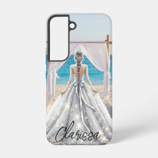 Coque Samsung Galaxy Robe de mariée Jour de mariage Mariage plage Robe  (Verso)