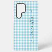 Coque Samsung Galaxy Robin Egg Blue Gingham Girly Signature (Verso)