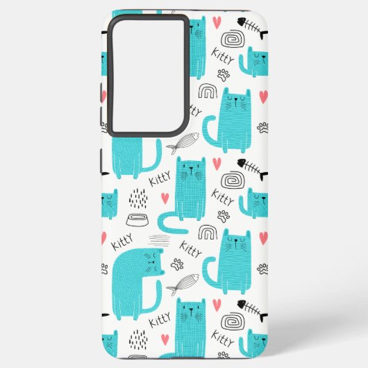Coque Samsung Galaxy Robin Oeuf Bleu Cute Chat Motif (Verso)