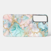 Coque Samsung Galaxy Rose Blue Gold Marble (Verso Horizontal)