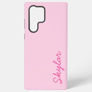 Coque Samsung Galaxy Rose Bubble Gum Rose Chaud Personnalisé Nom Cursiv