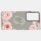 Coque Samsung Galaxy Rose d'aquarelle Wreath personnalisée | Vert sage (Côté gauche)