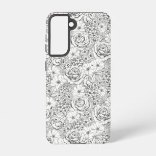 Coque Samsung Galaxy Rose de jardin Flower B&W Motif