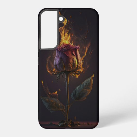 Coque Samsung Galaxy rose en feu (Verso)