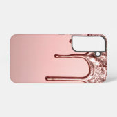 Coque Samsung Galaxy Rose Gold Glitter Drip – Glam Metallic (Verso Horizontal)