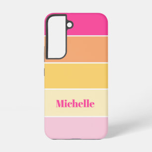 Coque Samsung Galaxy rose jaune personnalisé bloc de couleur d'été rayu