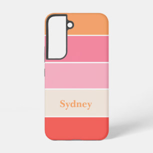Coque Samsung Galaxy rose orange Bloc de Couleurs d'Été en Rayures