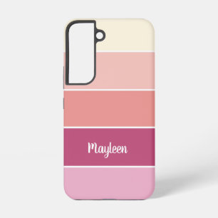 Coque Samsung Galaxy rose orange Bloc de Couleurs d'Été en Rayures