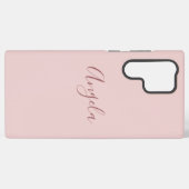 Coque Samsung Galaxy Rose Pâle avec Ensemble de Nom ou Monogramme Foncé (Verso Horizontal)