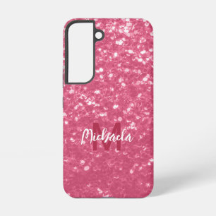 Coque Samsung Galaxy Rose rose clair faux pétille parties scintillant M