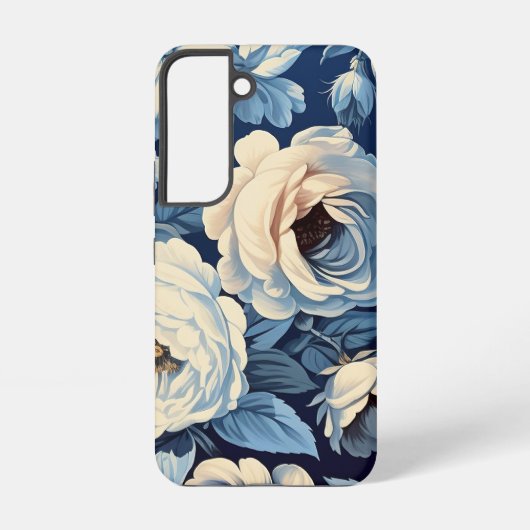 Coque Samsung Galaxy Roses blanches sur Indigo Arrière - plan bleu (Verso)