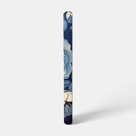 Coque Samsung Galaxy Roses blanches sur Indigo Arrière - plan bleu (Côté gauche)