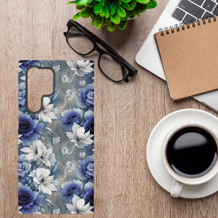 Coque Samsung Galaxy Roses et Lys Bleus et Blancs élégants