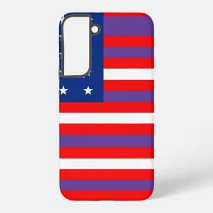 Coque Samsung Galaxy Rouge Bleu et Rayures Blanches Patriotiques avec É