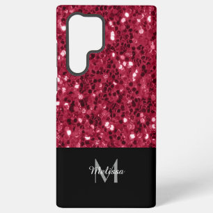 Coque Samsung Galaxy Rouge magenta foncé rose foncé faux scintillements