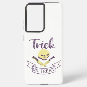 Coque Samsung Galaxy Ruban de Halloween crâne et os croisés Trick or tr