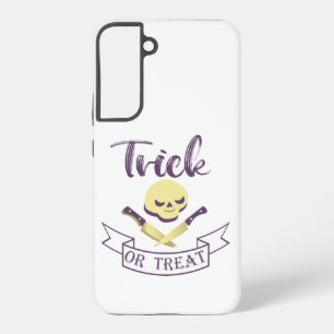 Coque Samsung Galaxy Ruban de Halloween crâne os croisés T ou traiter
