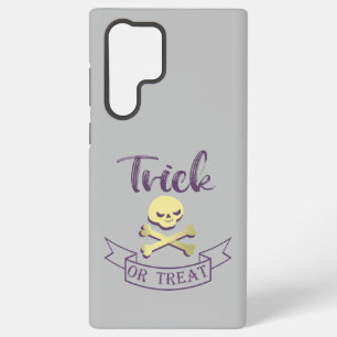 Coque Samsung Galaxy Ruban d'Halloween crâne et os croisés pour le trai