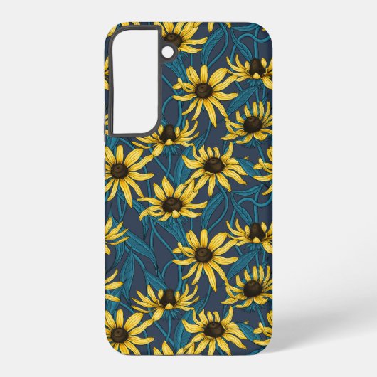 Coque Samsung Galaxy Rudbekia jaune sur la marine (Verso)
