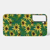 Coque Samsung Galaxy Rudbekia jaune sur vert foncé (Verso Horizontal)