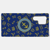 Coque Samsung Galaxy Sagittarius Zodiac+Astrology Symbols Ptn Gld+Blues (Verso Horizontal)
