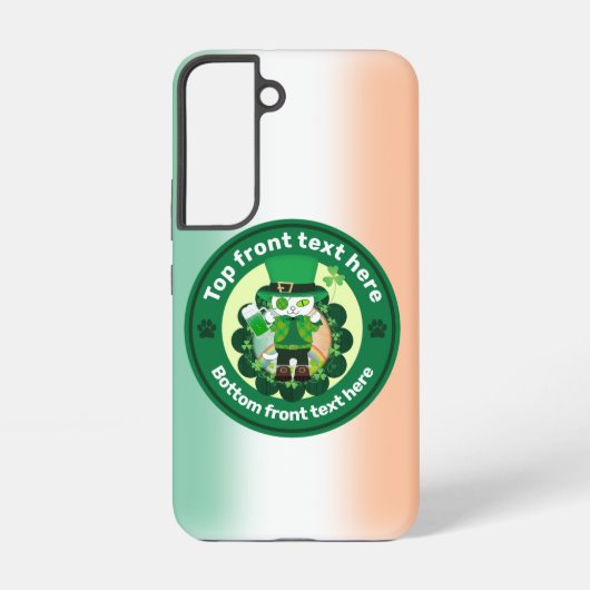 Coque Samsung Galaxy Saint Patrick avec un chat à un oeil heureux (Verso)