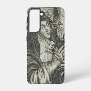 Coque Samsung Galaxy Sainte Catherine de Sienne Crucifixion Art Noir Fo