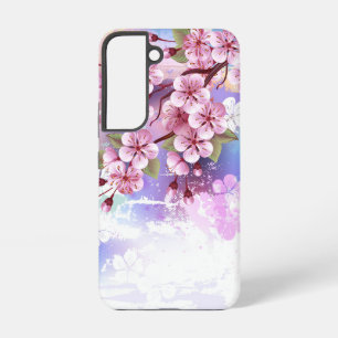 Coque Samsung Galaxy Sakura rose sur fond de peinture