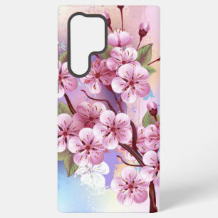 Coque Samsung Galaxy Sakura rose sur la peinture Arrière - plan