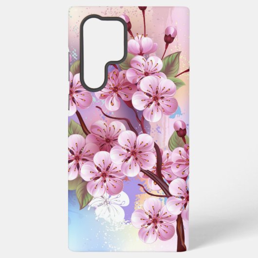 Coque Samsung Galaxy Sakura rose sur la peinture Arrière - plan (Verso)