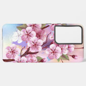 Coque Samsung Galaxy Sakura rose sur la peinture Arrière - plan (Verso Horizontal)