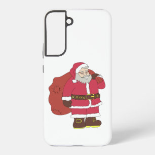 Coque Samsung Galaxy Santa Claus en rouge avec sac cadeau et lunettes