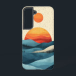 Coque Samsung Galaxy Sapphire Sunset Hills Téléphone<br><div class="desc">Un soleil orange vif rencontre des collines bleu saphir superposées,  créant une scène naturelle saisissante et moderne,  pleine d'équilibre.</div>