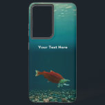 Coque Samsung Galaxy Saumon Sockeye<br><div class="desc">Un saumon de saumon rouge mâle, sous l'eau, avec la coloration rouge, boit le dos et accroche le museau caractéristique de la fraye. Customisez en ajoutant votre propre texte. Le saumon de saumon rouge (Oncorhynchus nerka), ou saumon rouge, se trouve dans l'océan Pacifique Nord et les rivières y déversent. Les...</div>