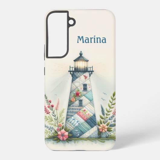 Coque Samsung Galaxy Scène florale côtière du phare patchwork (Verso)