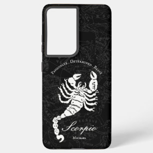 Coque Samsung Galaxy Scorpio Zodiac Astrologie Signe Noir Nom Personnal
