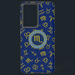 Coque Samsung Galaxy Scorpio Zodiac Astrology Symbols Pattern Gld Blues<br><div class="desc">Zodiac wheel design in light faux gold,  light blue and dark blue with the Scorpio symbol center on a astrological/zodiac sign symbols pattern in a faux gold color on a dark blue background.</div>
