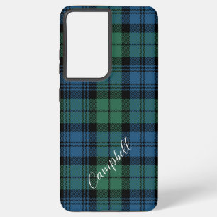 Coque Samsung Galaxy Script de chèque vert bleu plaid Campbell Tartan