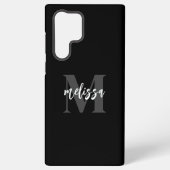 Coque Samsung Galaxy Script de pinceau Monogramme noir (Verso)