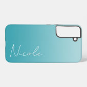 Coque Samsung Galaxy Script d'écriture manuscrite turquoise dégradé per (Verso Horizontal)
