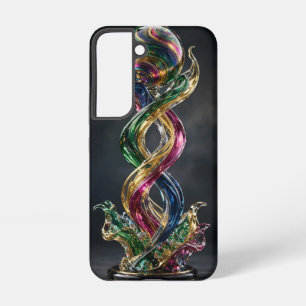 Coque Samsung Galaxy Sculpture en verre torsadé émeraude or magenta arc