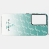 Coque Samsung Galaxy Seahorse Skeleton Motif Sea Green Monogramme Nom (Côté gauche)