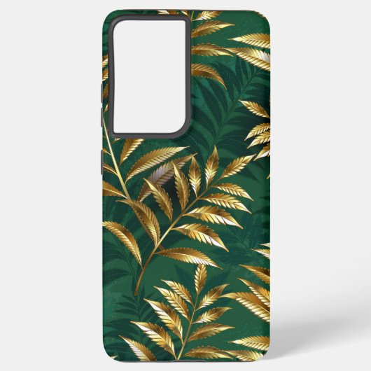 Coque Samsung Galaxy Seamless pattern with golden ferns (Verso)