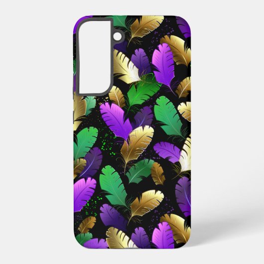 Coque Samsung Galaxy Seamless Pattern with Mardi Gras feathers (Verso)
