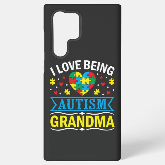 Coque Samsung Galaxy sensibiliser à l'autisme, Fière autisme grand-mère (Verso)