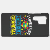 Coque Samsung Galaxy sensibiliser à l'autisme, Fière autisme grand-mère (Verso Horizontal)