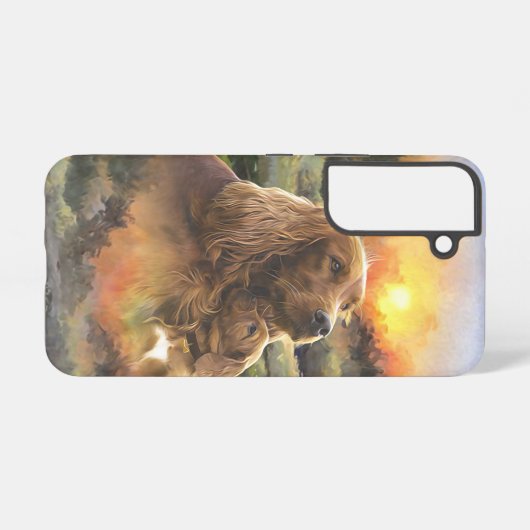 Coque Samsung Galaxy setter irlandais avec chiot (Verso Horizontal)