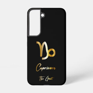Coque Samsung Galaxy Signe du zodiaque Capricorne, Noir & Or