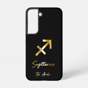Coque Samsung Galaxy Signe du zodiaque Sagittaire, noir et or